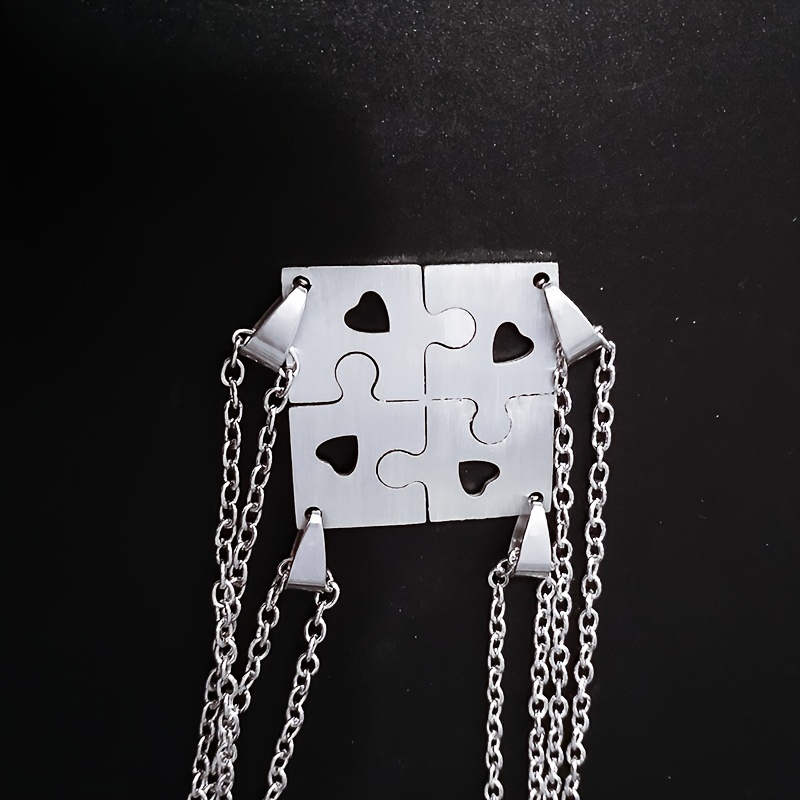Stainless Steel Puzzle Necklace Bestie Jewelry Set 4 Pcs